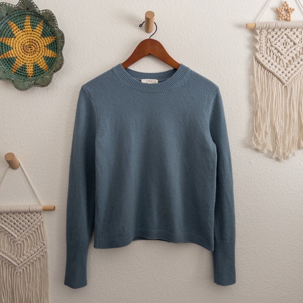 Vince Soft Slate Blue Wool Cashmere Blend Sweater Size Small